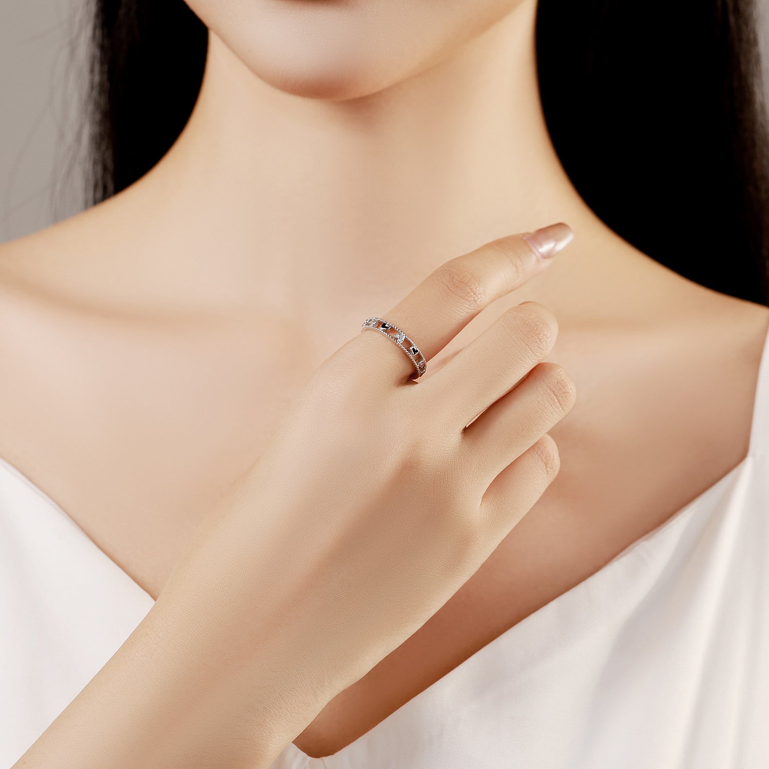 Timeless Love Dual-Tone Open Heart Ring