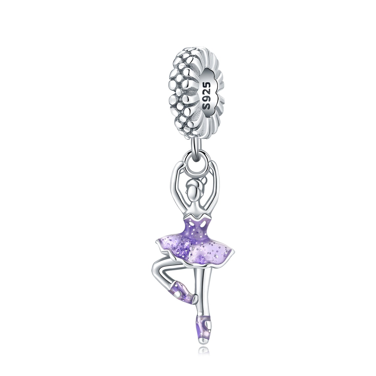 Handcrafted S925 Sterling Silver Resin Dancer Charm Bracelet/Pendant
