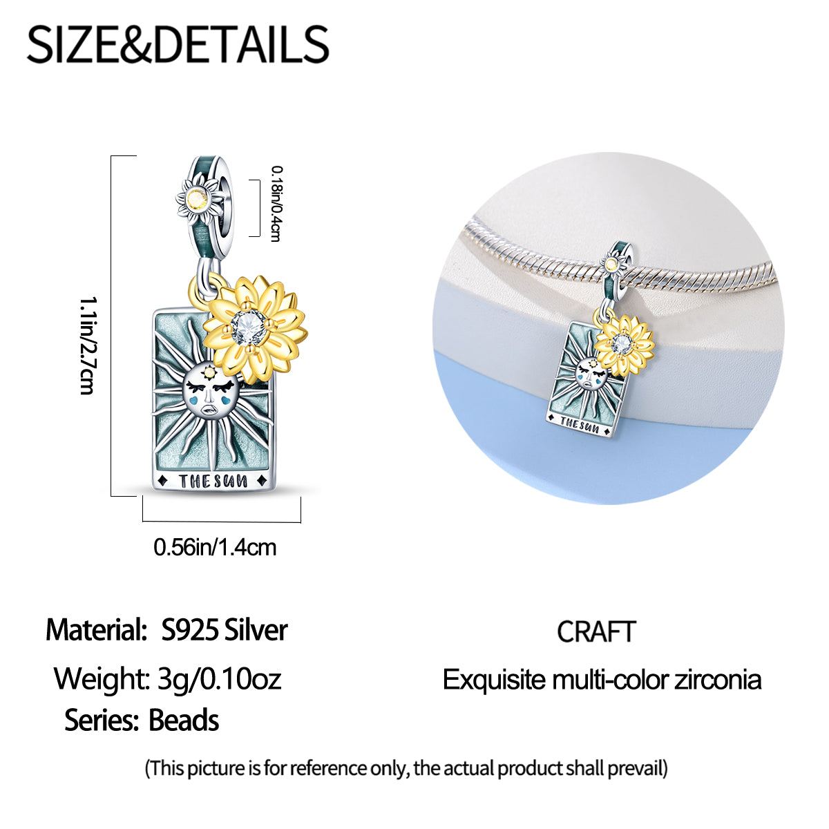 Sterling Silver Tarot Sun Pendant Necklace