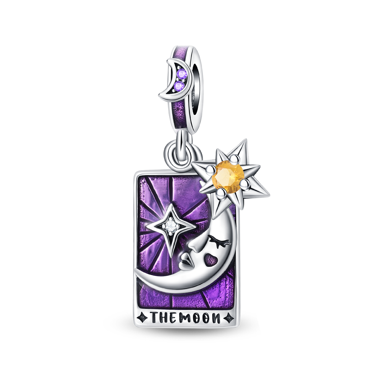 925 Sterling Silver Tarot Moon Pendant Necklace