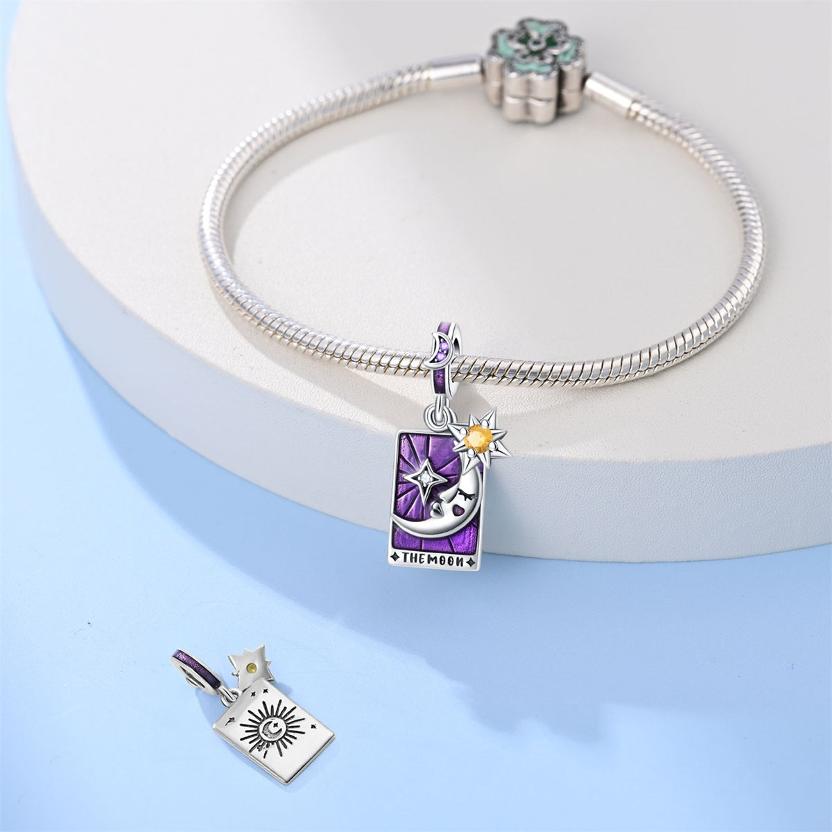 925 Sterling Silver Tarot Moon Pendant Necklace