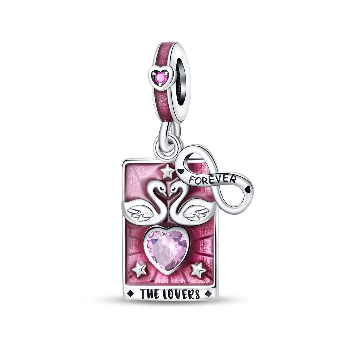 925 Sterling Silver Tarot Lovers Pendant Necklace
