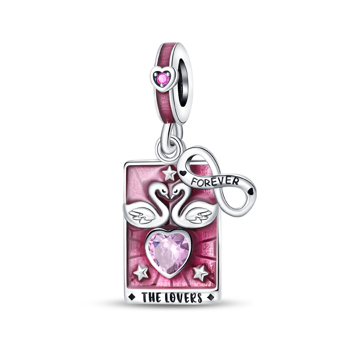 925 Sterling Silver Tarot Lovers Pendant Necklace