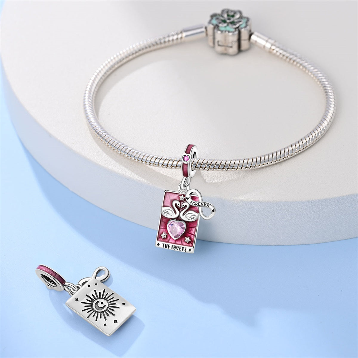 925 Sterling Silver Tarot Lovers Pendant Necklace