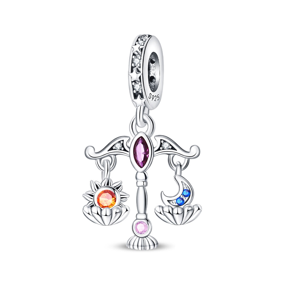 Sterling Silver Tarot Justice Pendant Necklace
