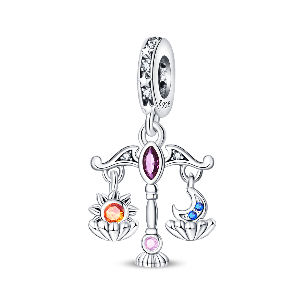 Sterling Silver Tarot Justice Pendant Necklace