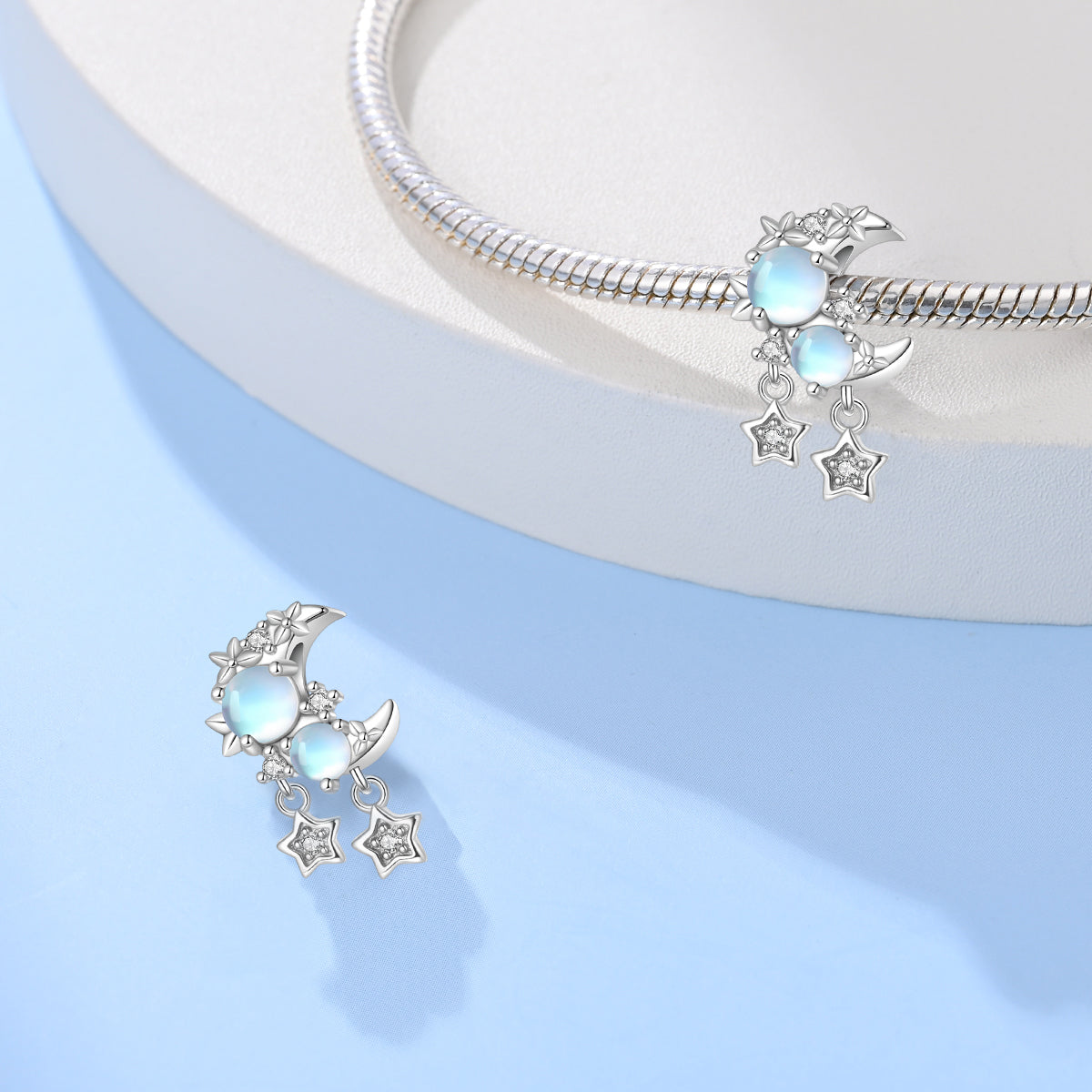 S925 Sterling Silver Moonlight Spacer Beads DIY