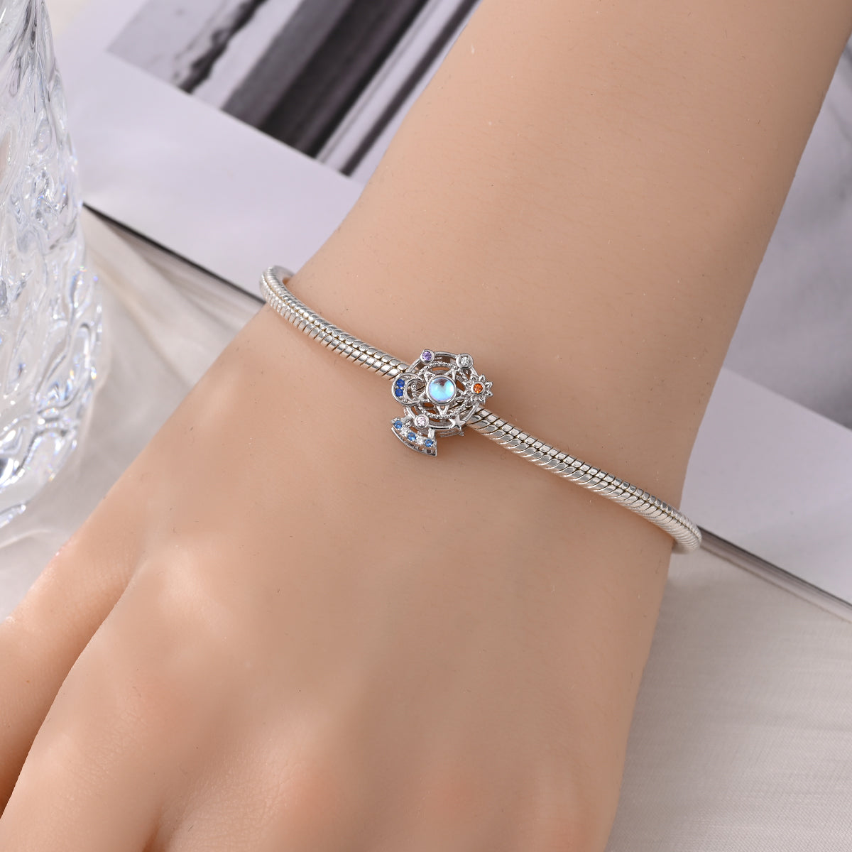S925 Sterling Silver Star & Moon Ferris Wheel Beads