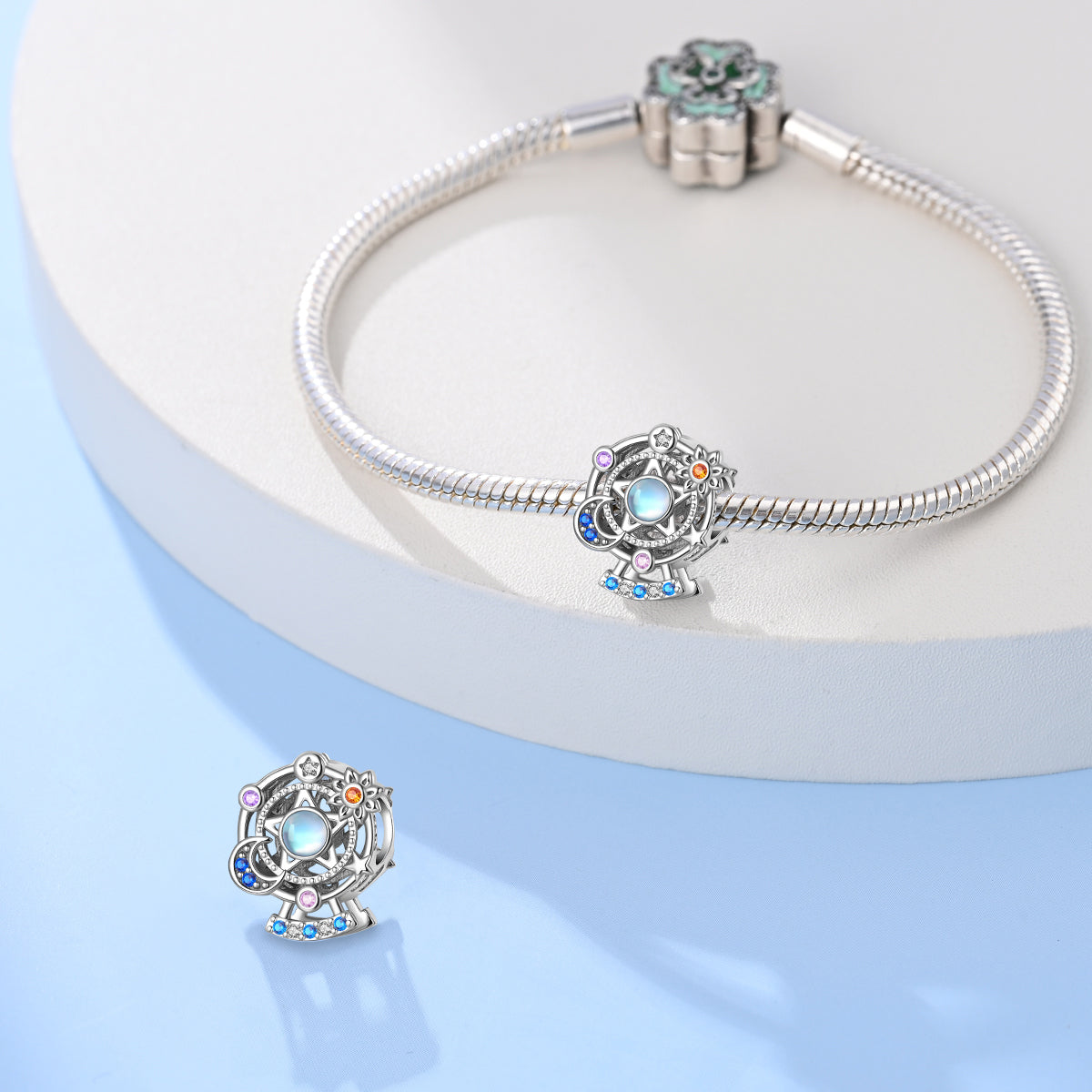 S925 Sterling Silver Star & Moon Ferris Wheel Beads