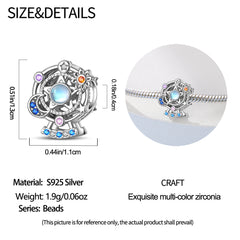 S925 Sterling Silver Star & Moon Ferris Wheel Beads